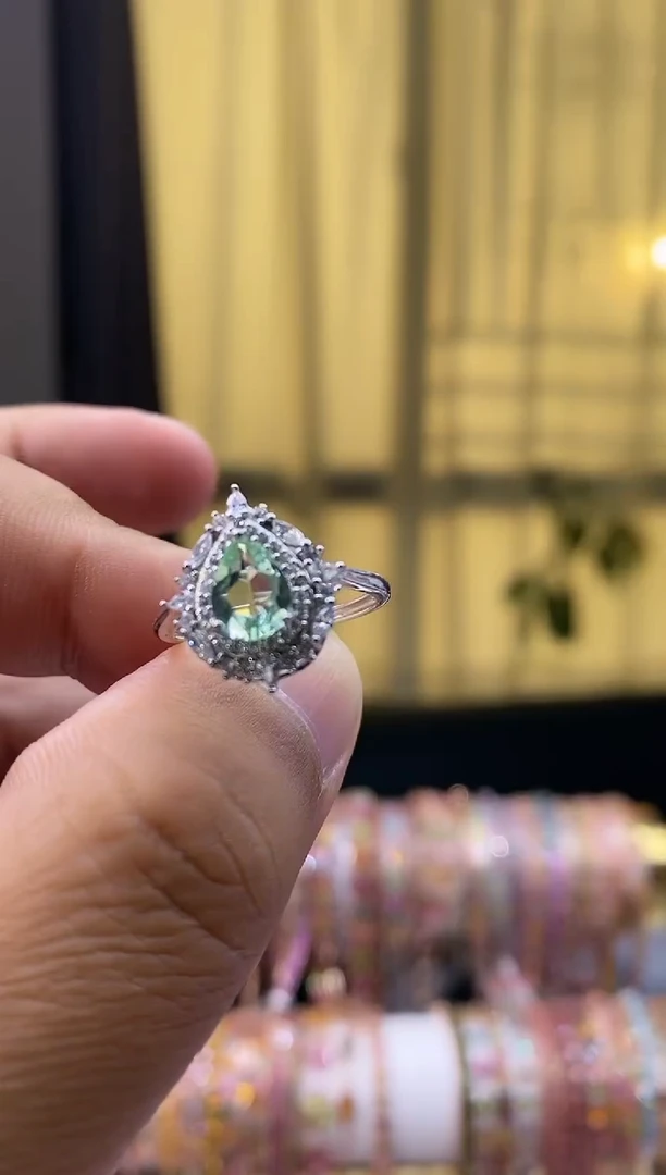 【闪购商品】碧玺戒指银S925镶嵌454354345345