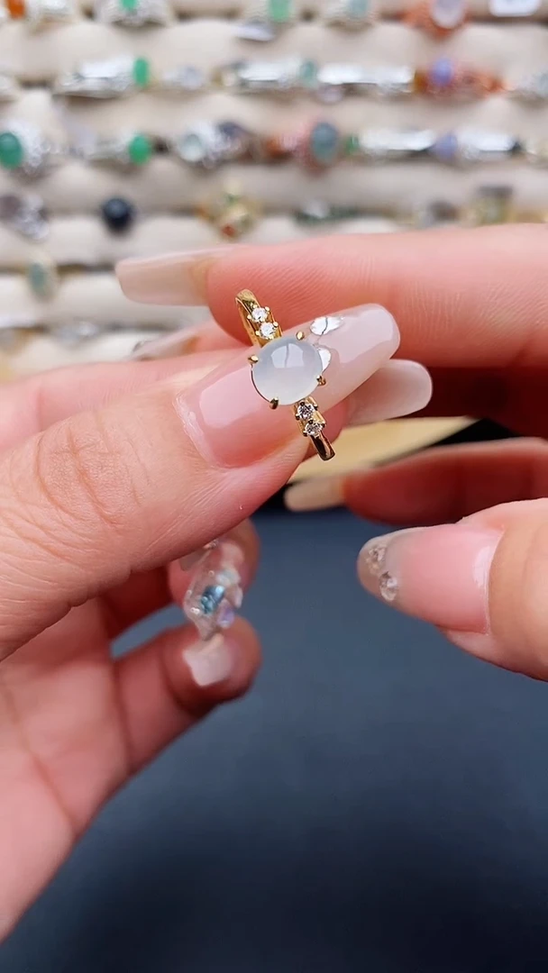 翡翠戒指银S925镶嵌1111   1+