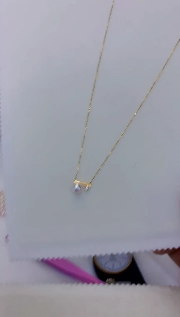 18K金镶嵌饰品海水珍珠7-8钻石音符套链