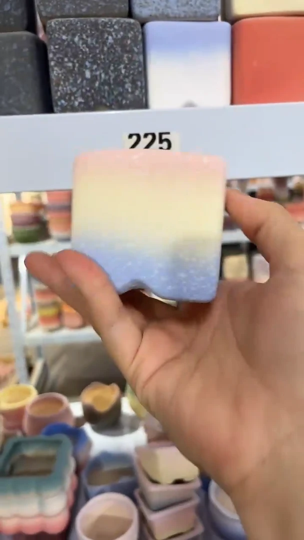 麦饭石粗陶多肉花盆5*5