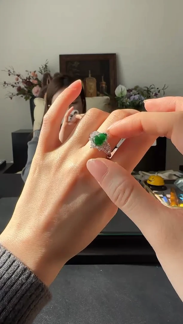 【闪购商品】翡翠戒指银S925镶嵌银镶