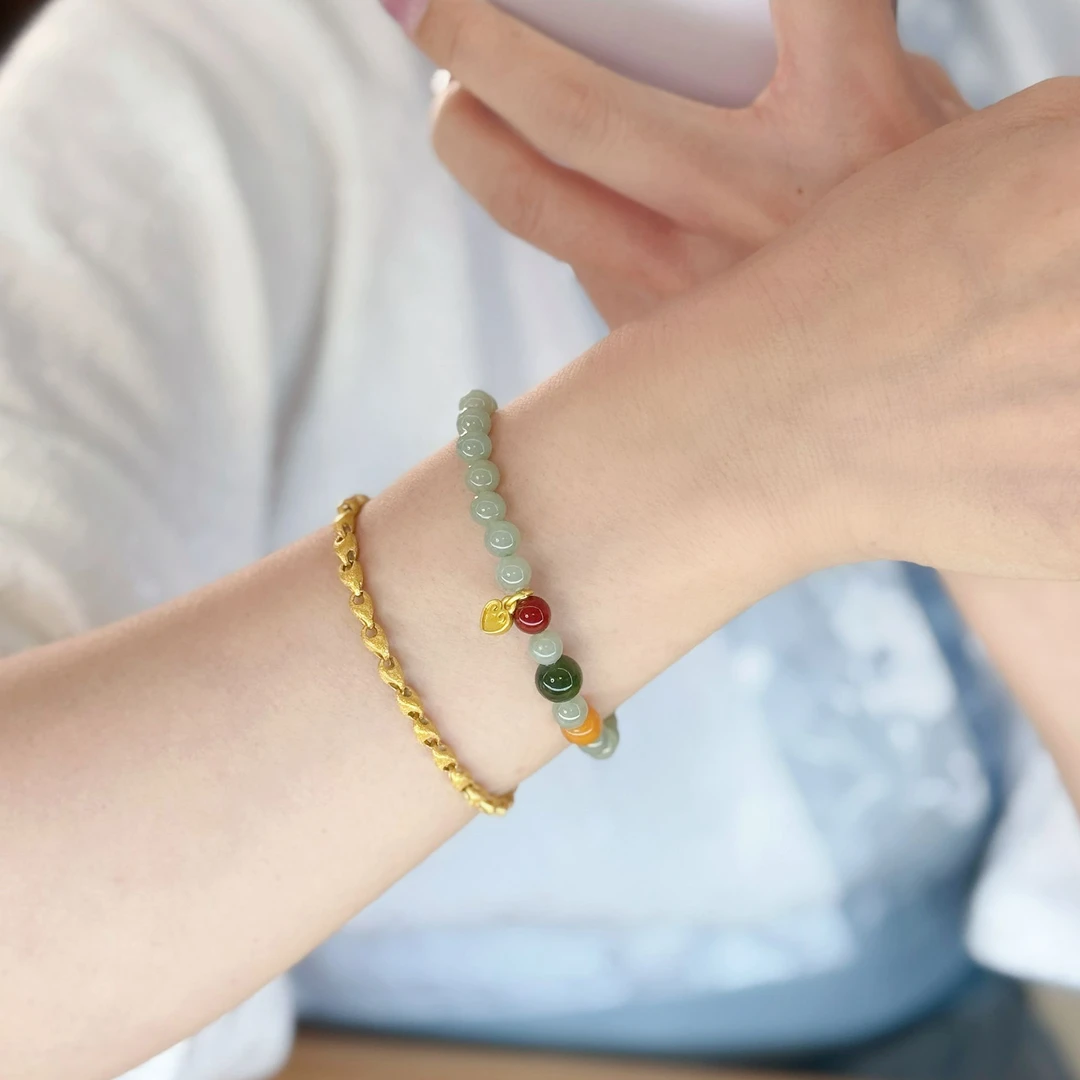 和田玉晴水路路通转运女生轻奢小众单圈手串