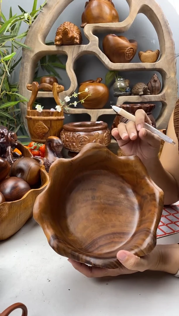 香樟木A26荷花果盆/尺寸