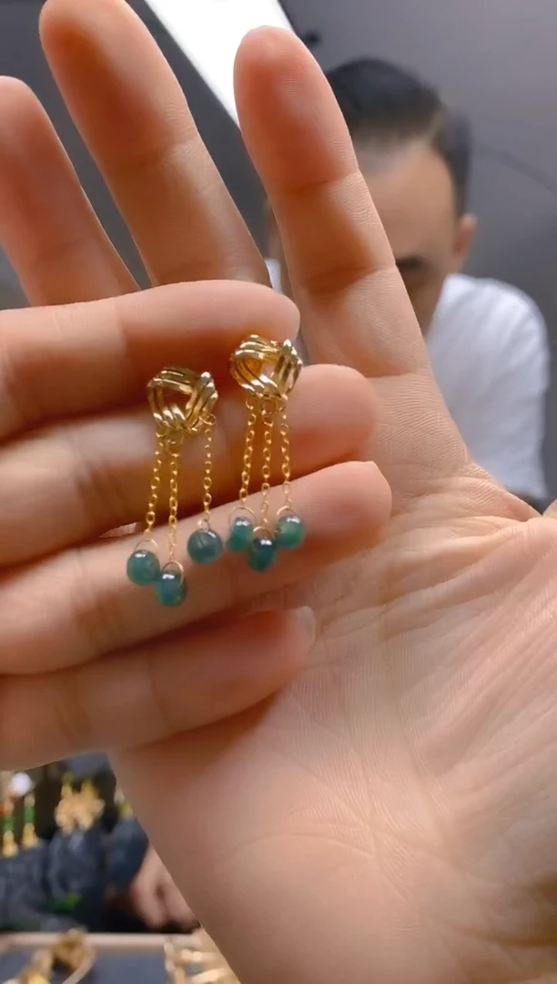 【闪购商品】翡翠耳饰合金075翡翠耳钉