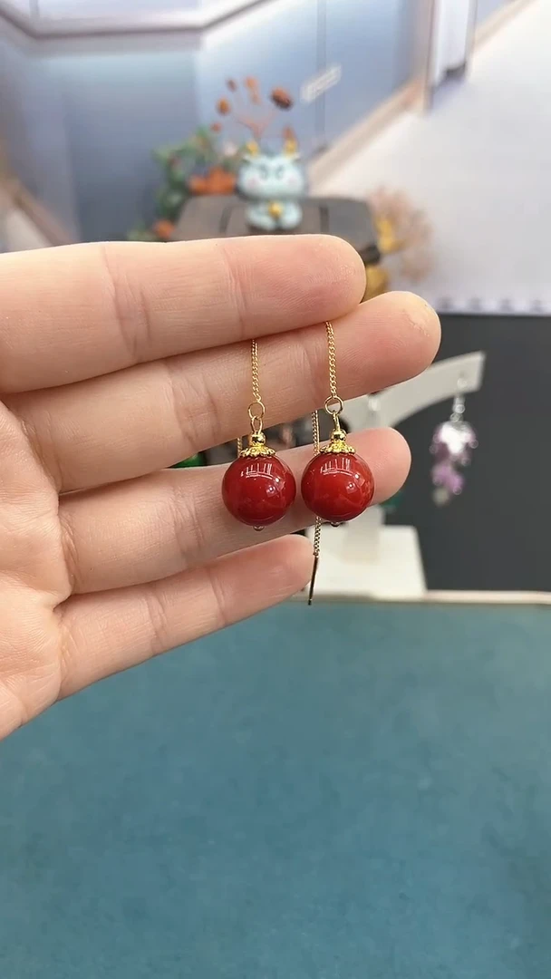 未镶嵌南红玛瑙耳饰南红玛瑙耳线