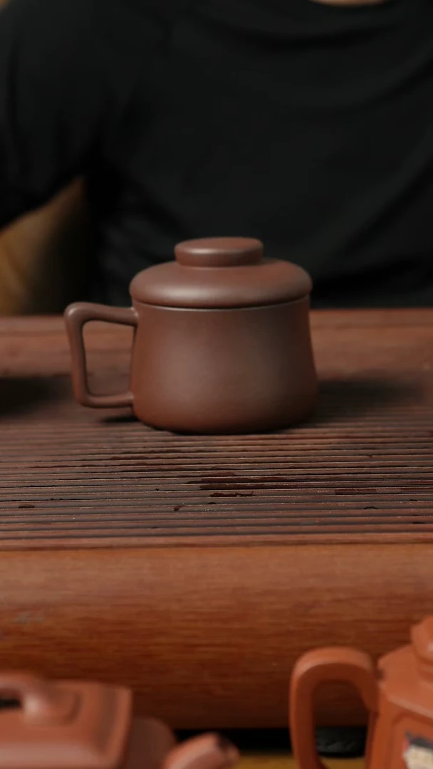 茶壶紫泥盖杯150CC半手工紫泥