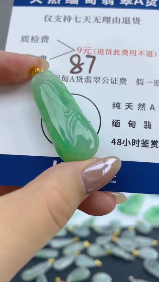 颈饰18K金镶嵌翡翠天然A货翡翠