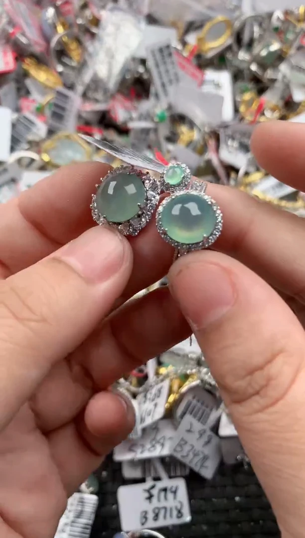 银S925镶嵌戒指翡翠333   1