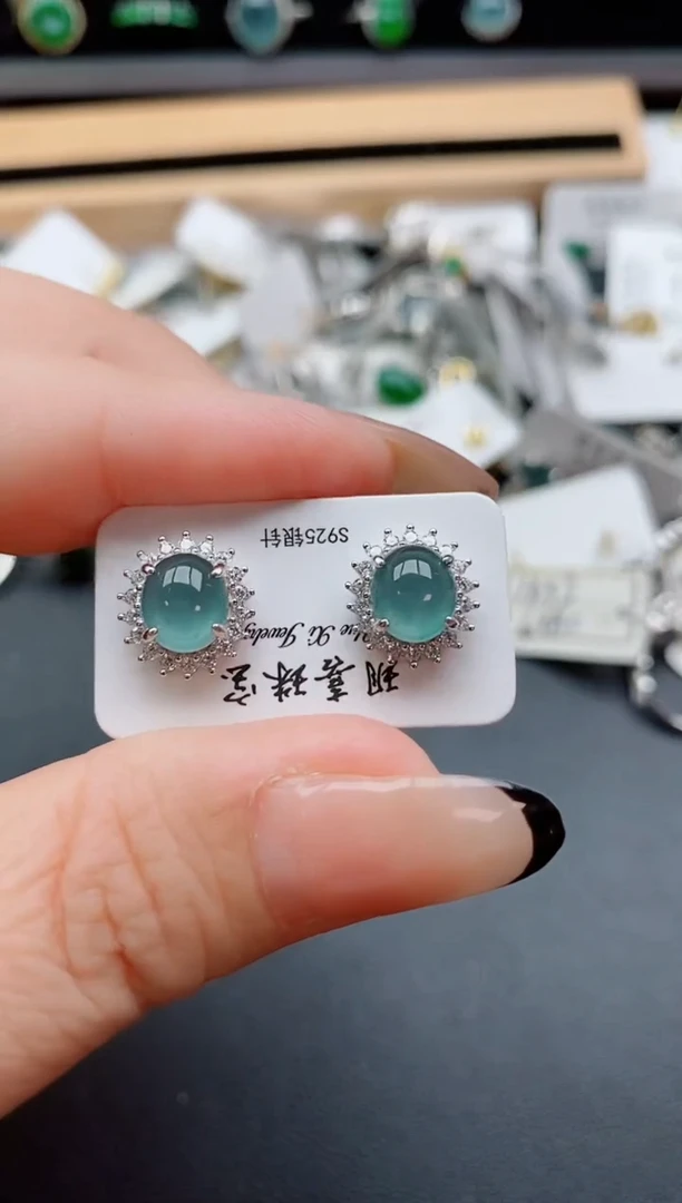 银S925镶嵌戒指翡翠1