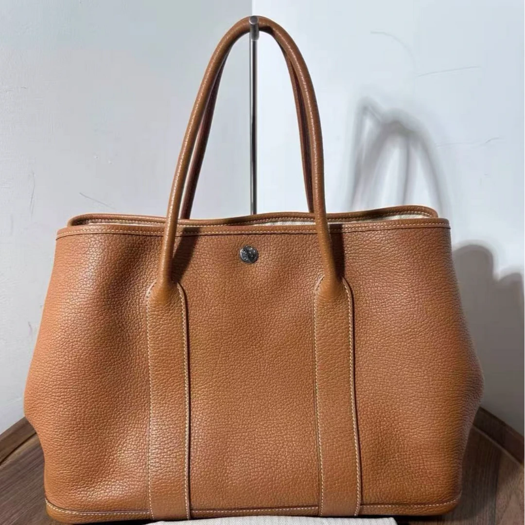 99新 Hermes/爱马仕 爱马仕花园36金棕框P手提包8986041