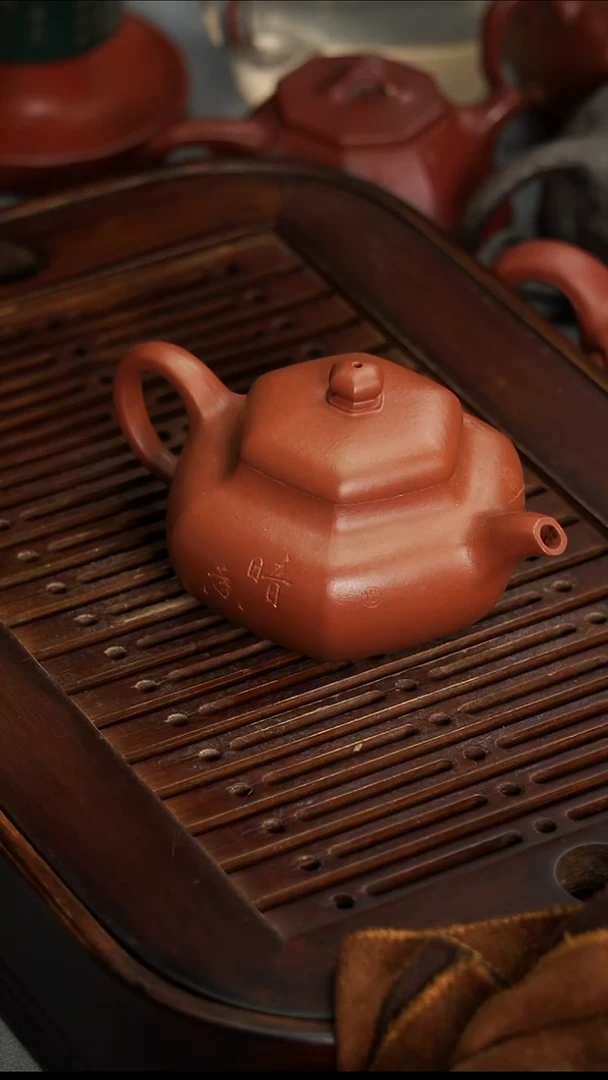 茶壶紫砂宜兴紫砂朱泥六方仿古170毫升