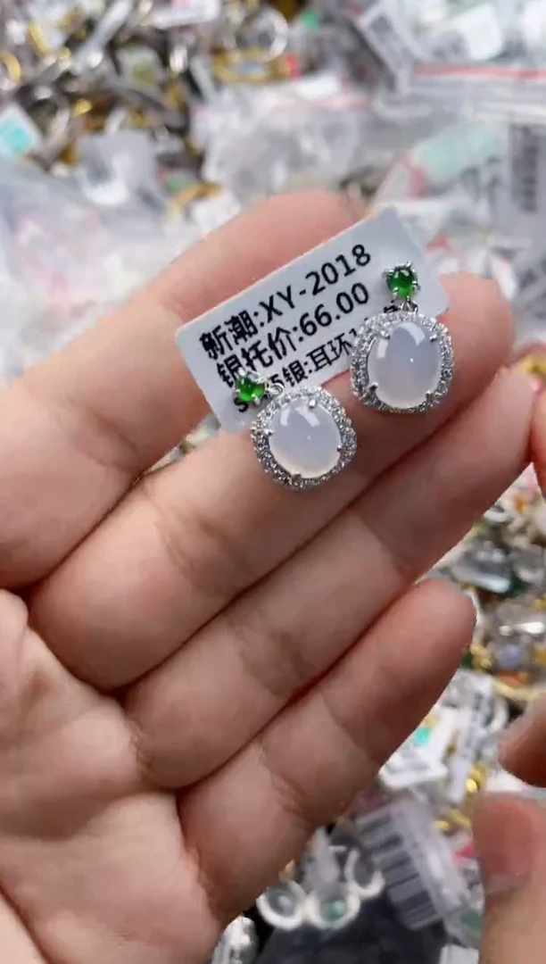 银S925镶嵌戒指翡翠444   1