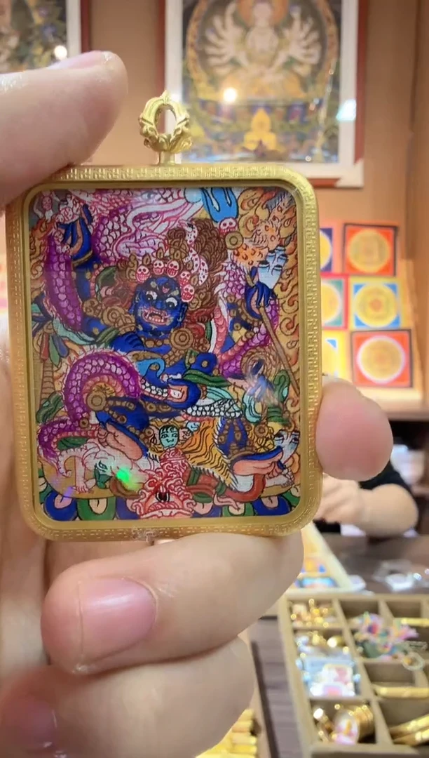 吊坠紫唐黑老师-纯手绘唐卡