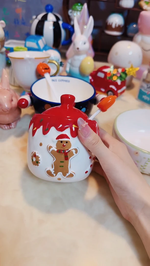 摆件默认微瑕陶瓷姜饼人罐