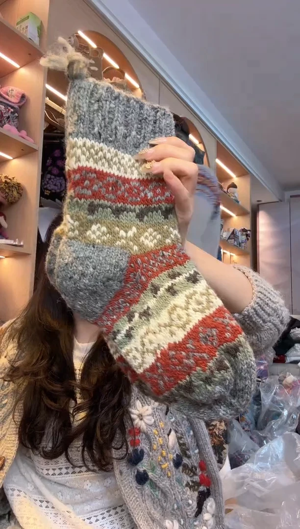 羊毛纯手工明星同款短袜