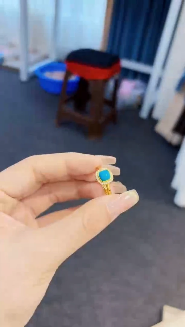 【闪购商品】绿松石戒指银S925镶嵌美松戒指