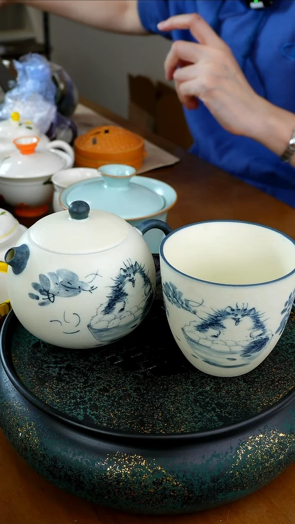 茶瓷物语福利汤圆猫茶壶套装