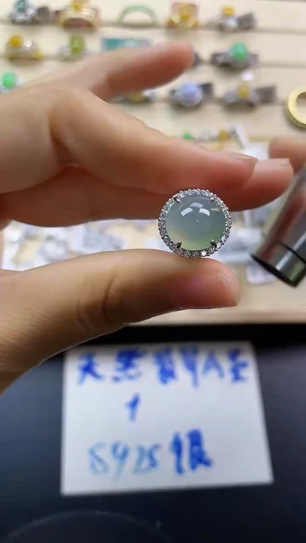 银S925镶嵌戒指翡翠翡翠 蛋面 银S925镶嵌