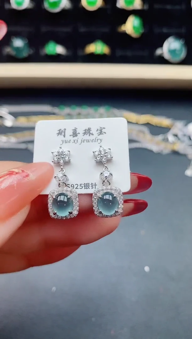 【闪购商品】翡翠耳饰银S925镶嵌321321