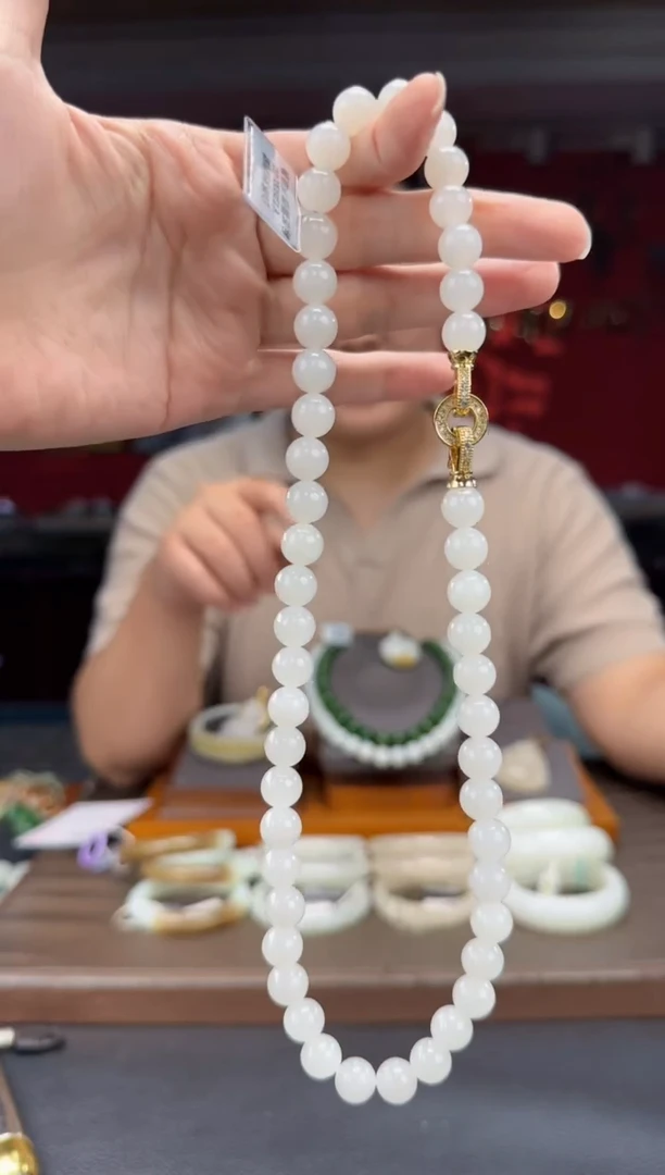 颈饰未镶嵌和田玉白玉妈妈链卡10