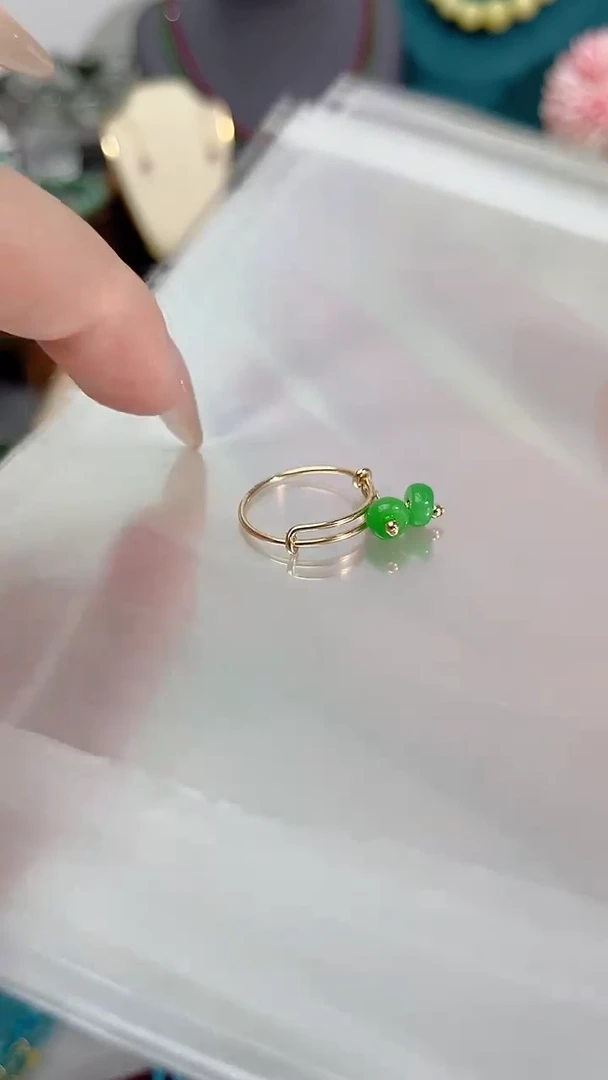 【闪购商品】翡翠戒指14K金镶嵌抽拉69