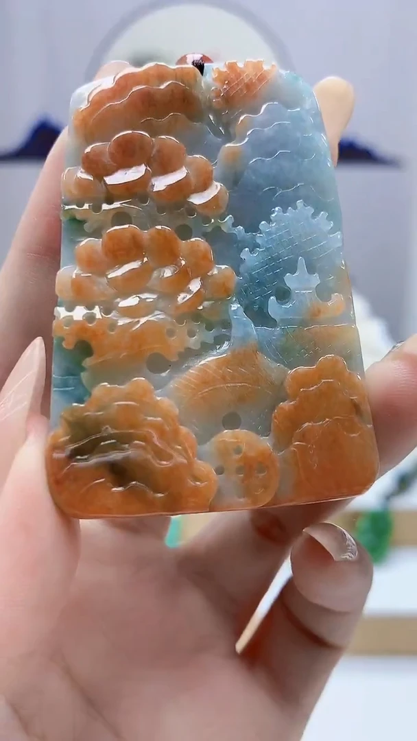 未镶嵌定制翡翠4852DD-毛货挂件28