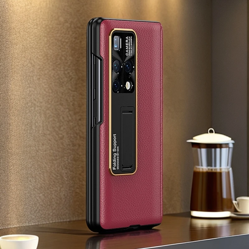 适用华为MateX2手机壳防窥真皮轻奢高清屏壳膜一体全包防摔保护套