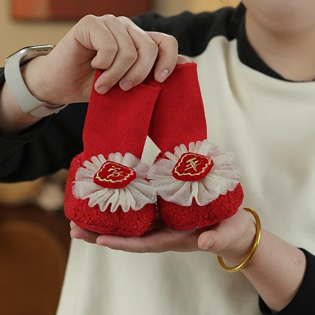 【新年鞋】红色毛茸茸男童女童