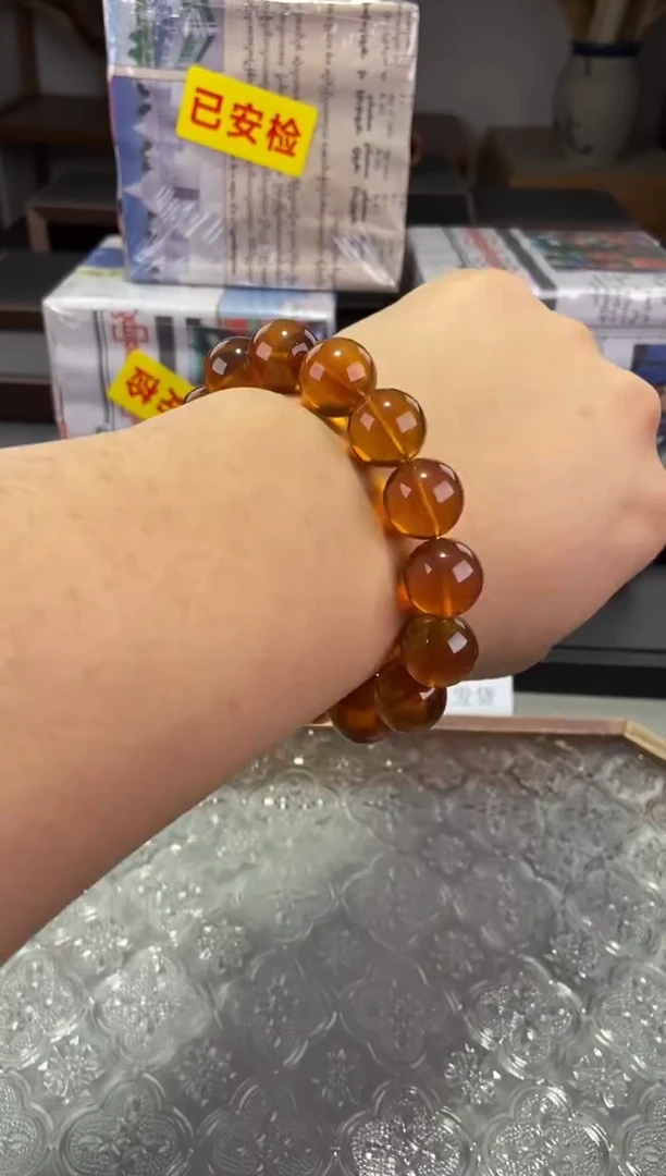琥珀颈饰未镶嵌15+棕珀手串