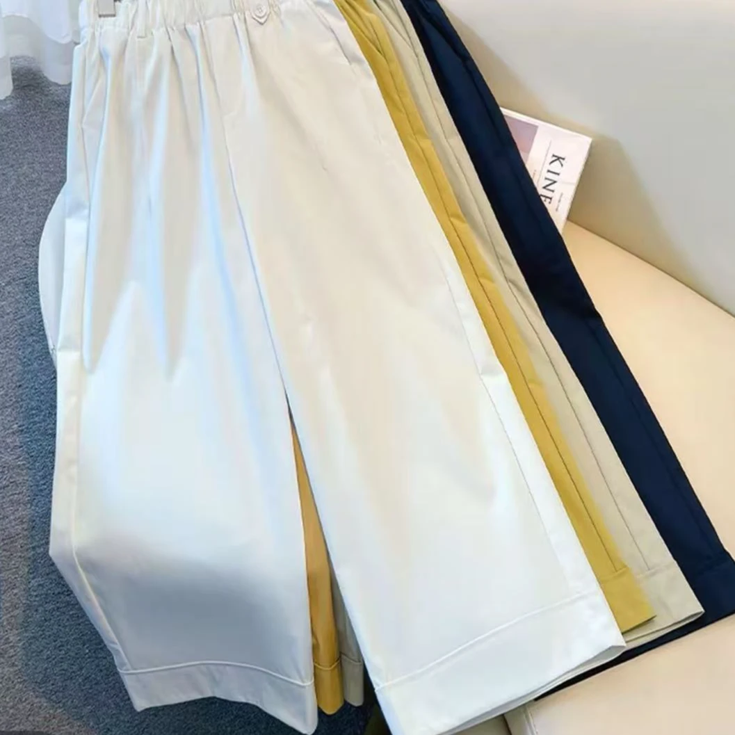 HOU夏季薄款九分阔腿裤新款高腰时尚花苞休闲裤