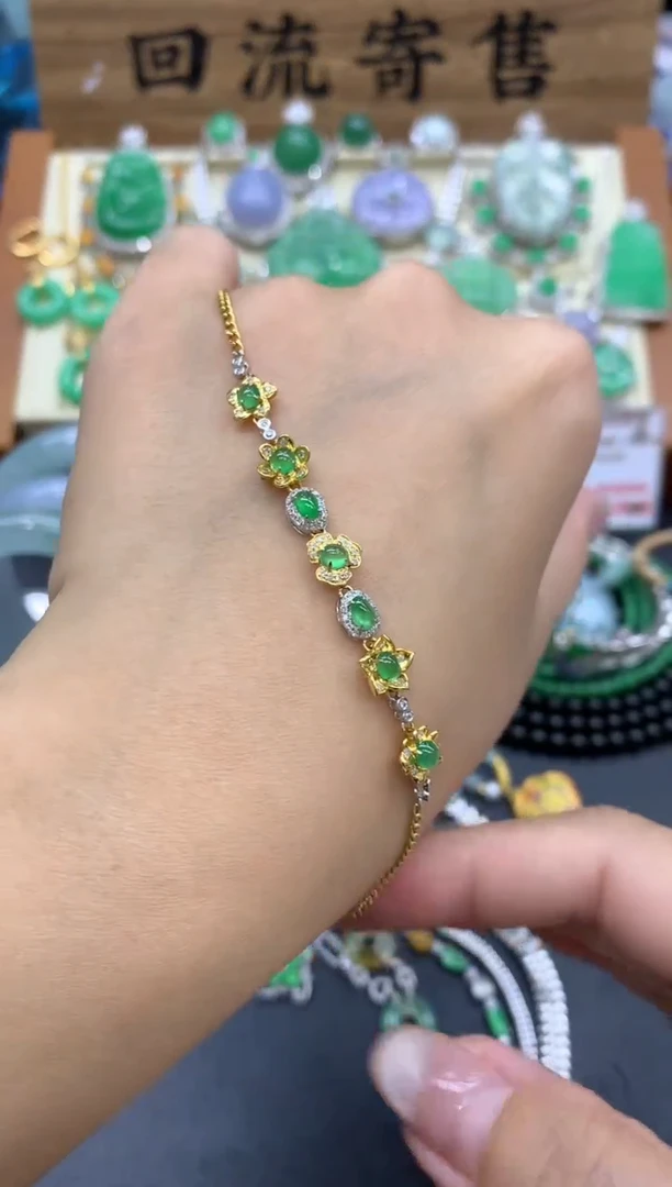 【闪购商品】翡翠手链18K金镶嵌177-中国好珍宝
