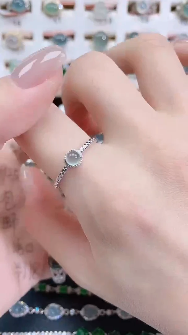 银S925镶嵌戒指翡翠天然翡翠
