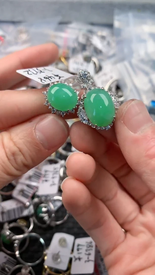 银S925镶嵌戒指翡翠555   1