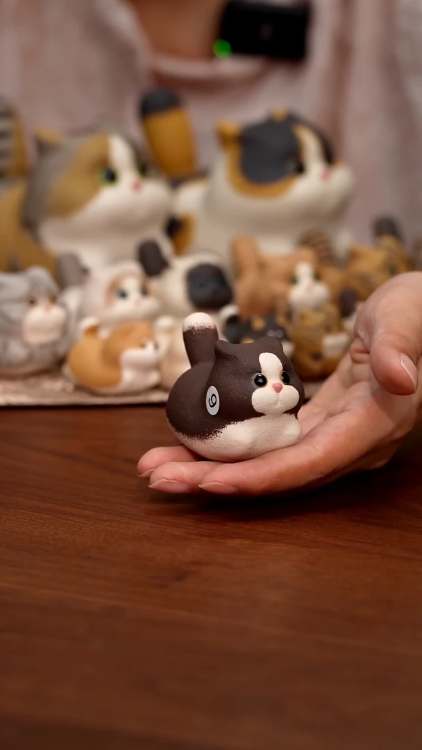 紫砂茶宠奶牛猫猫