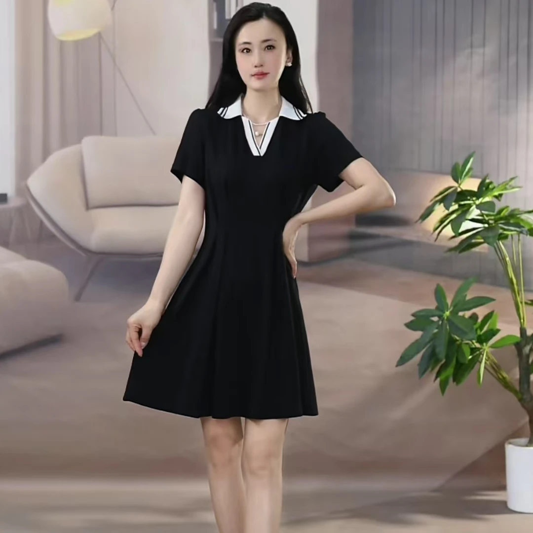 X010-X夏季法式松紧腰时尚休闲收腰连衣裙高腰显瘦