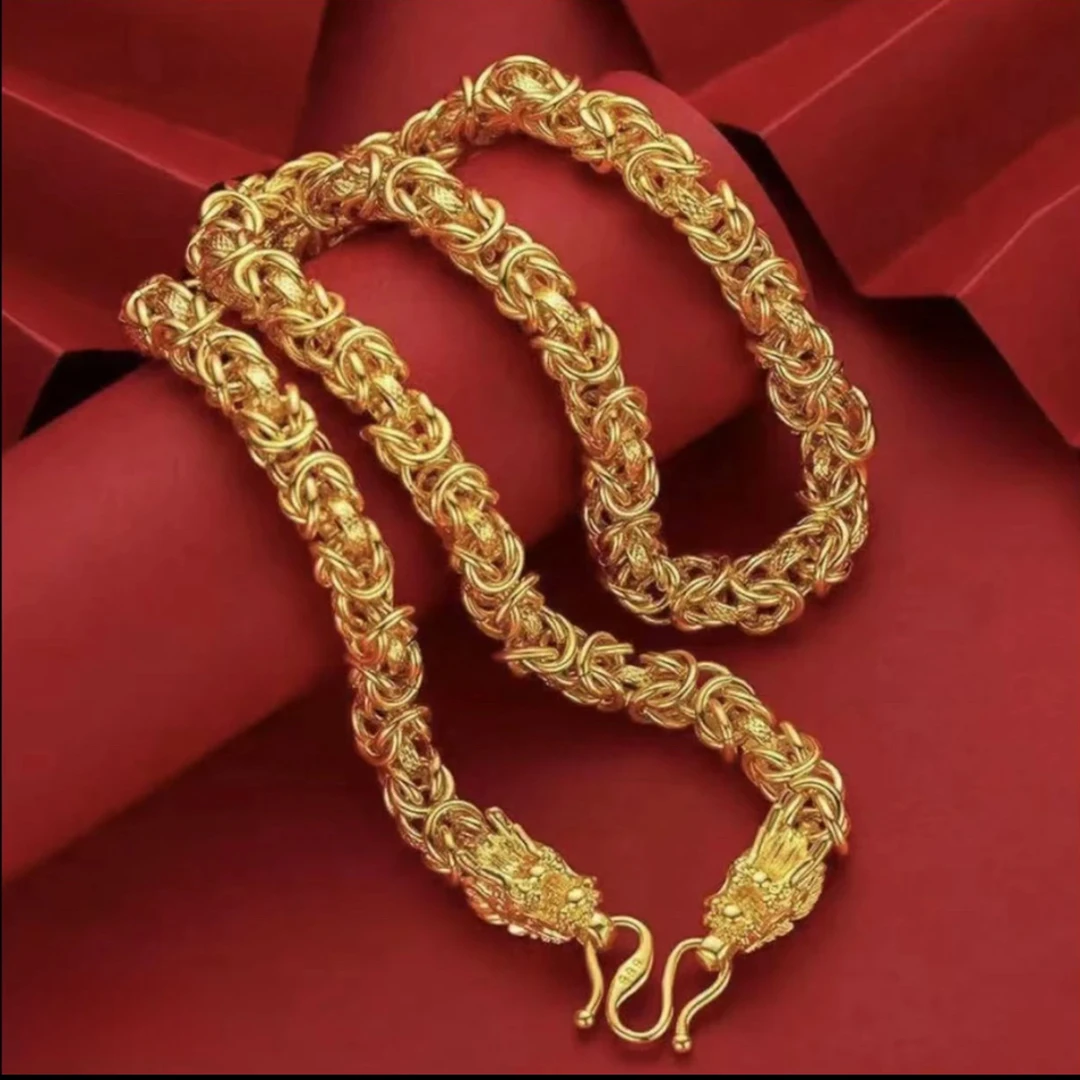 合金项链 【抖音好物】卡12大龙骨项链  霸气 时尚 潮流 大气 金色