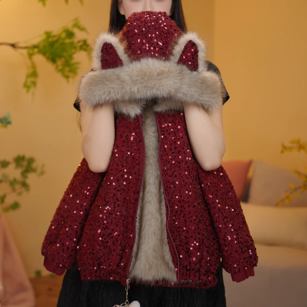 女童冬季2025新款韩版连帽加厚加绒外套测18