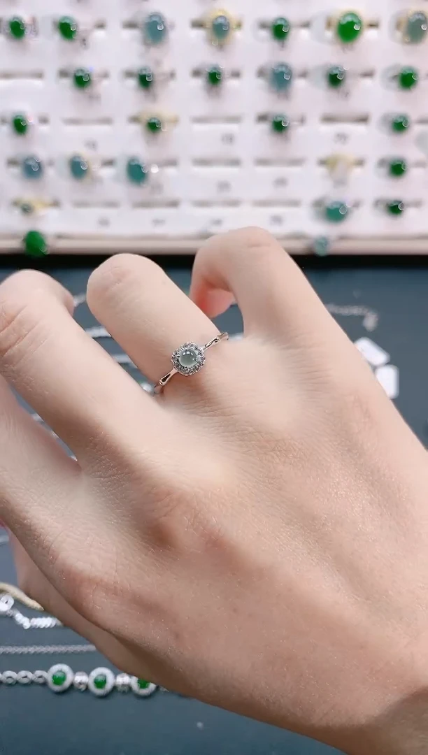 【闪购商品】翡翠戒指银S925镶嵌天然翡翠