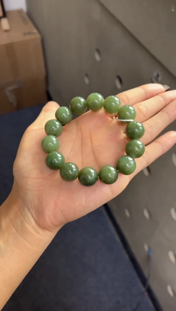 未镶嵌手串和田玉若羌微色差青黄口卡15手串