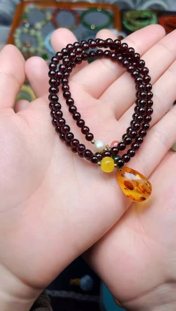 未镶嵌手串石榴石多圈手串06