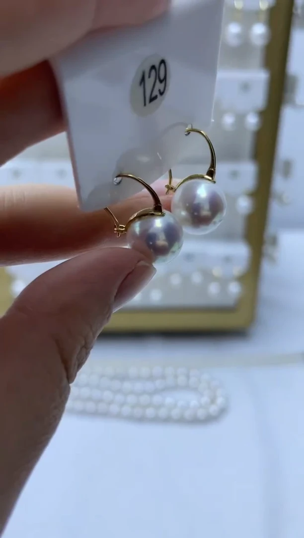 18K金镶嵌耳饰淡水珍珠129