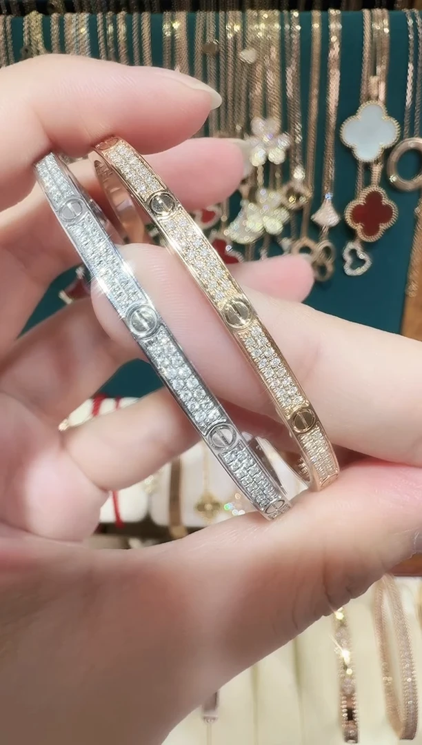18K金镶嵌手镯钻石窄版满天星手镯24小时鉴赏期