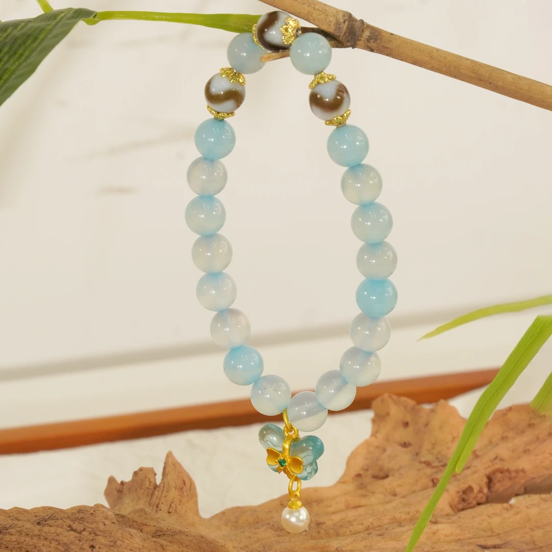 【TZ391】天然玛瑙牙牙蓝玛瑙配珠手串/手链(多样性发货，发其一)