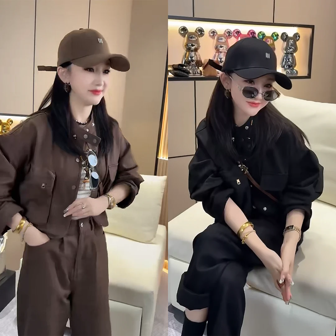 80793秋冬新款 显瘦气质高档洋气短外套+阔腿裤两件套 百搭宽松