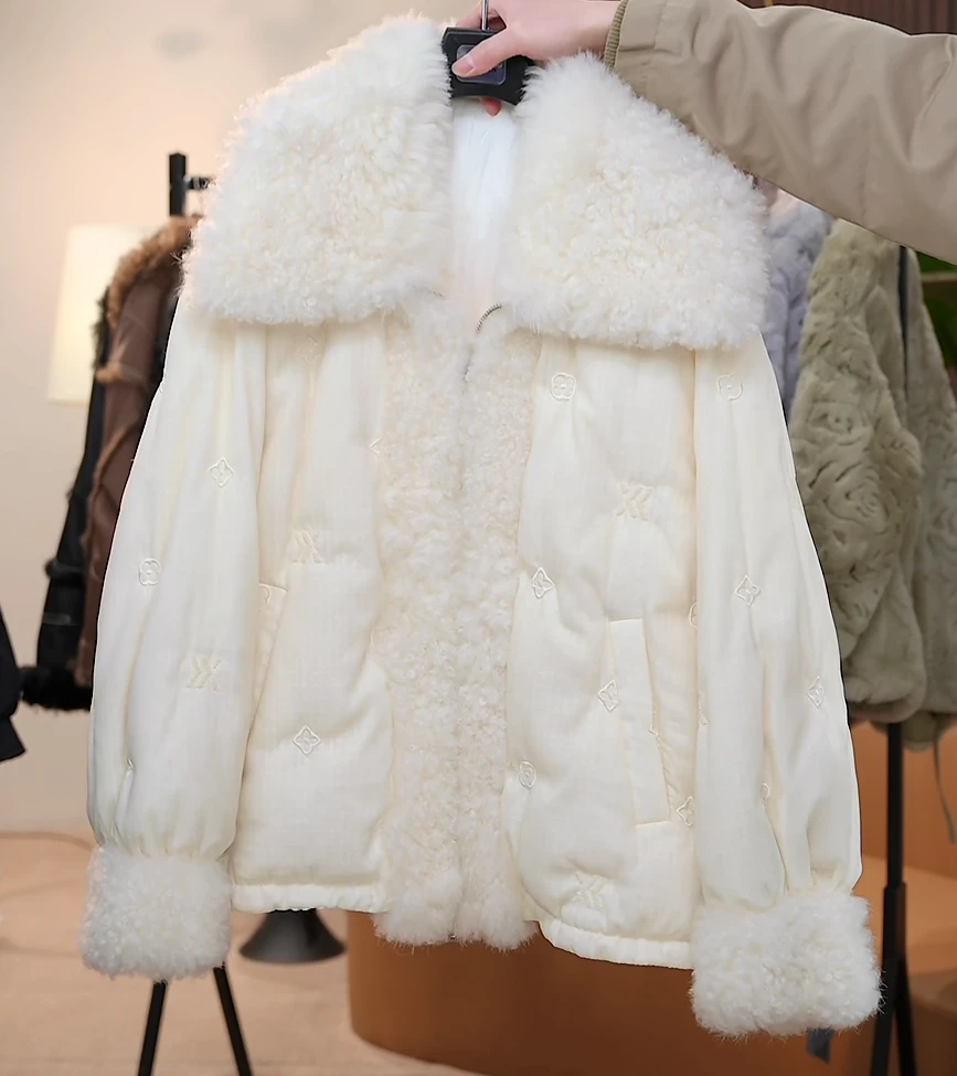 【茅茅专属】23312小香风羊毛领皮草羽绒服