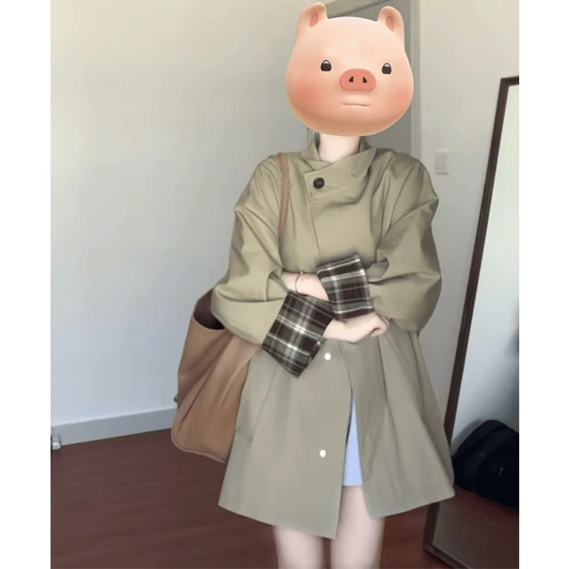 早春卡其色风衣外套女2025春秋新款中长款百搭英伦风小个子大衣
