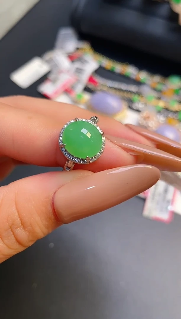 银S925镶嵌戒指翡翠天然