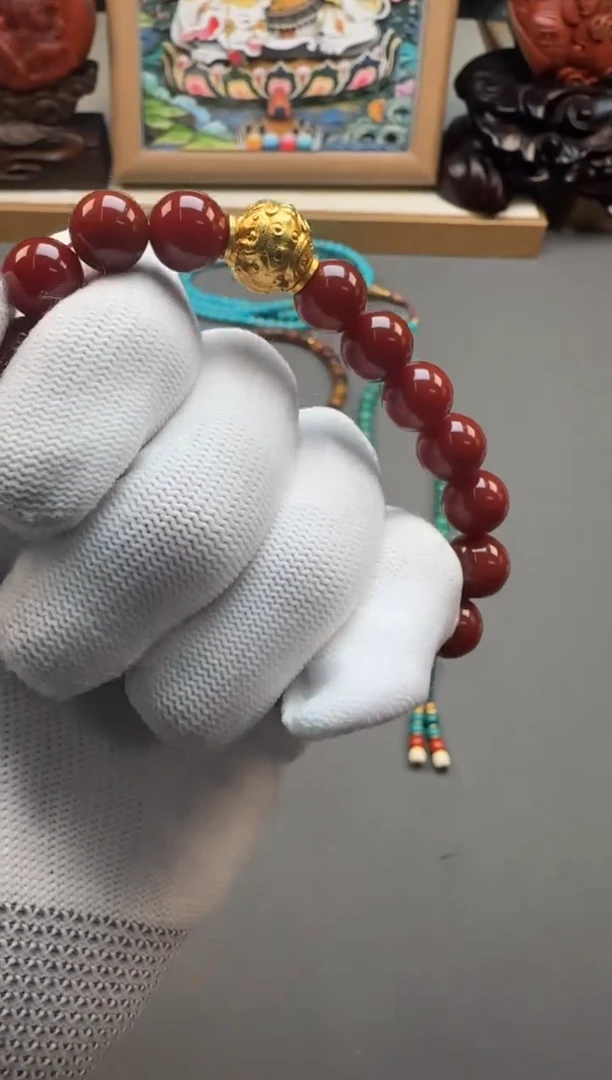 【闪购商品】南红玛瑙手串手串18K金镶嵌手串手串