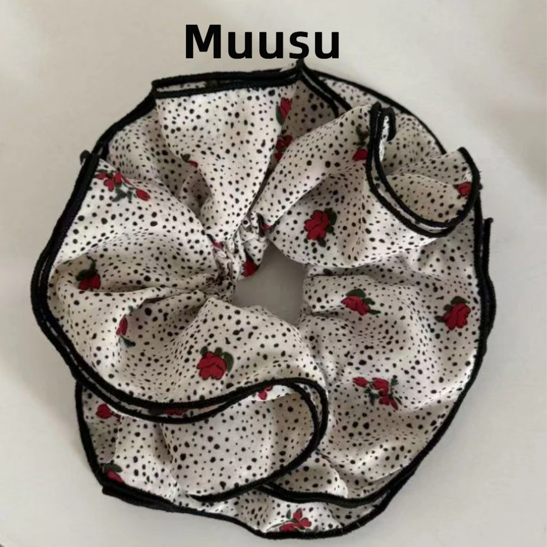 【Muusu】新款复古波点花朵发圈气质高级感发绳后脑勺百搭发饰