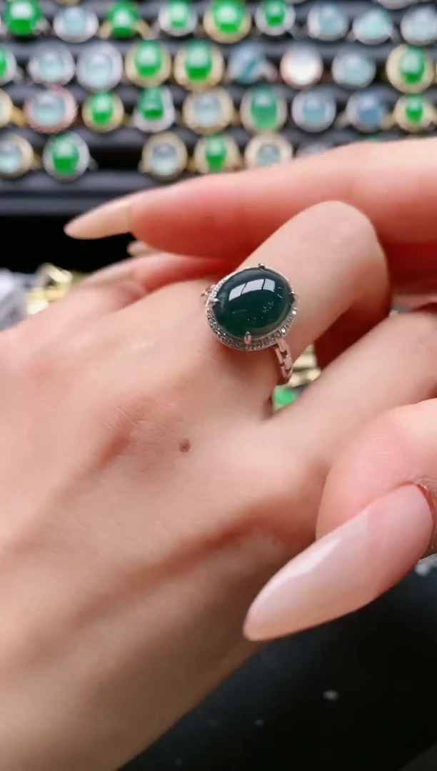 【闪购商品】翡翠戒指银S925镶嵌111111